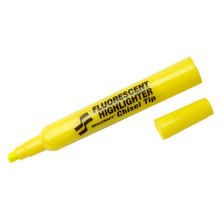 SKILCRAFT Highlighter, Yellow, Chisel Tip, 2pk Chisel Marker Point