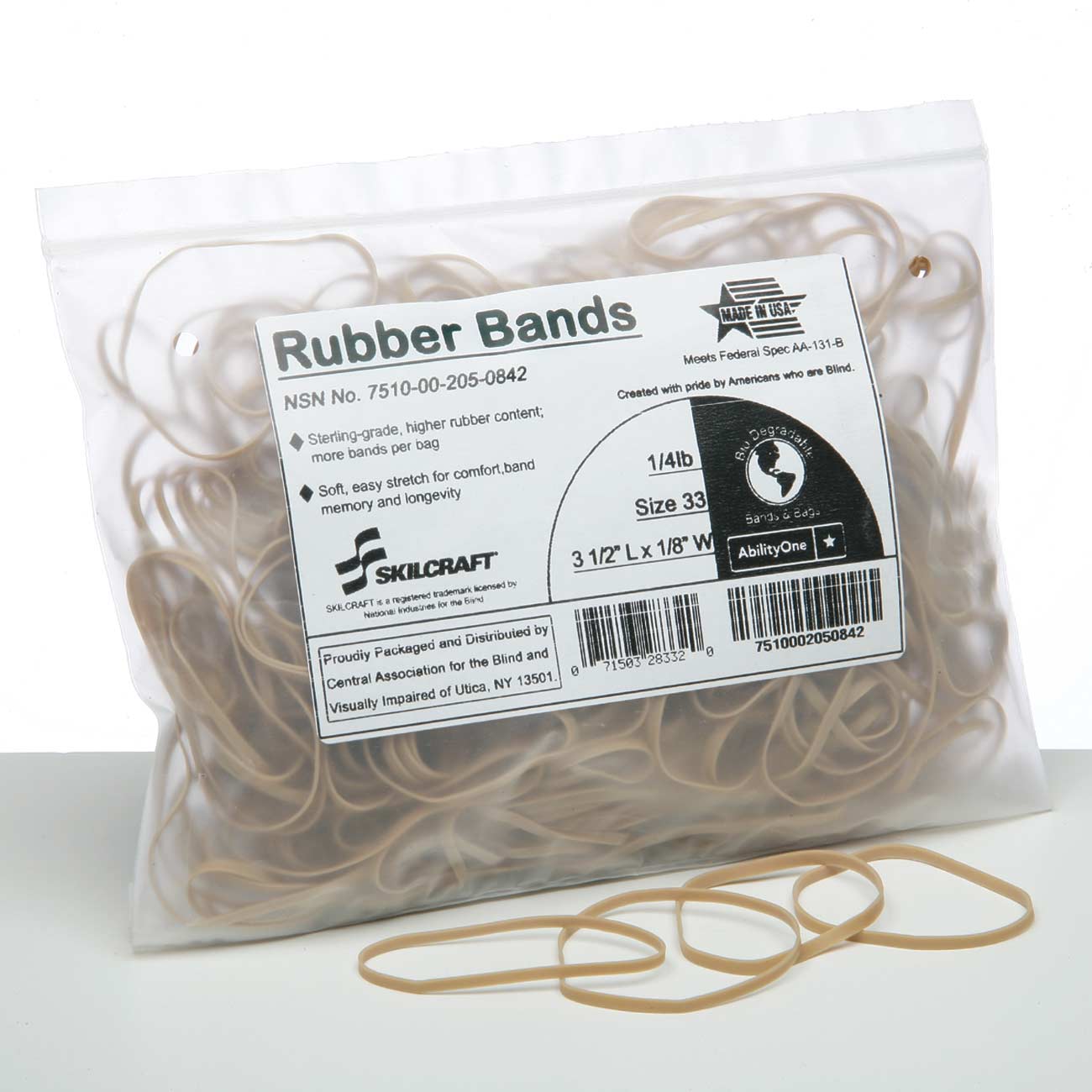 NON-LATEX RUBBER BANDS, SIZE 117B, 0.04